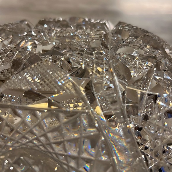 ABP heavy American brilliant cut glass crystal bowl sawtooth edge - Picture 5 of 7